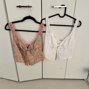 Floral and White Dainty Tie tops - buy one get one
